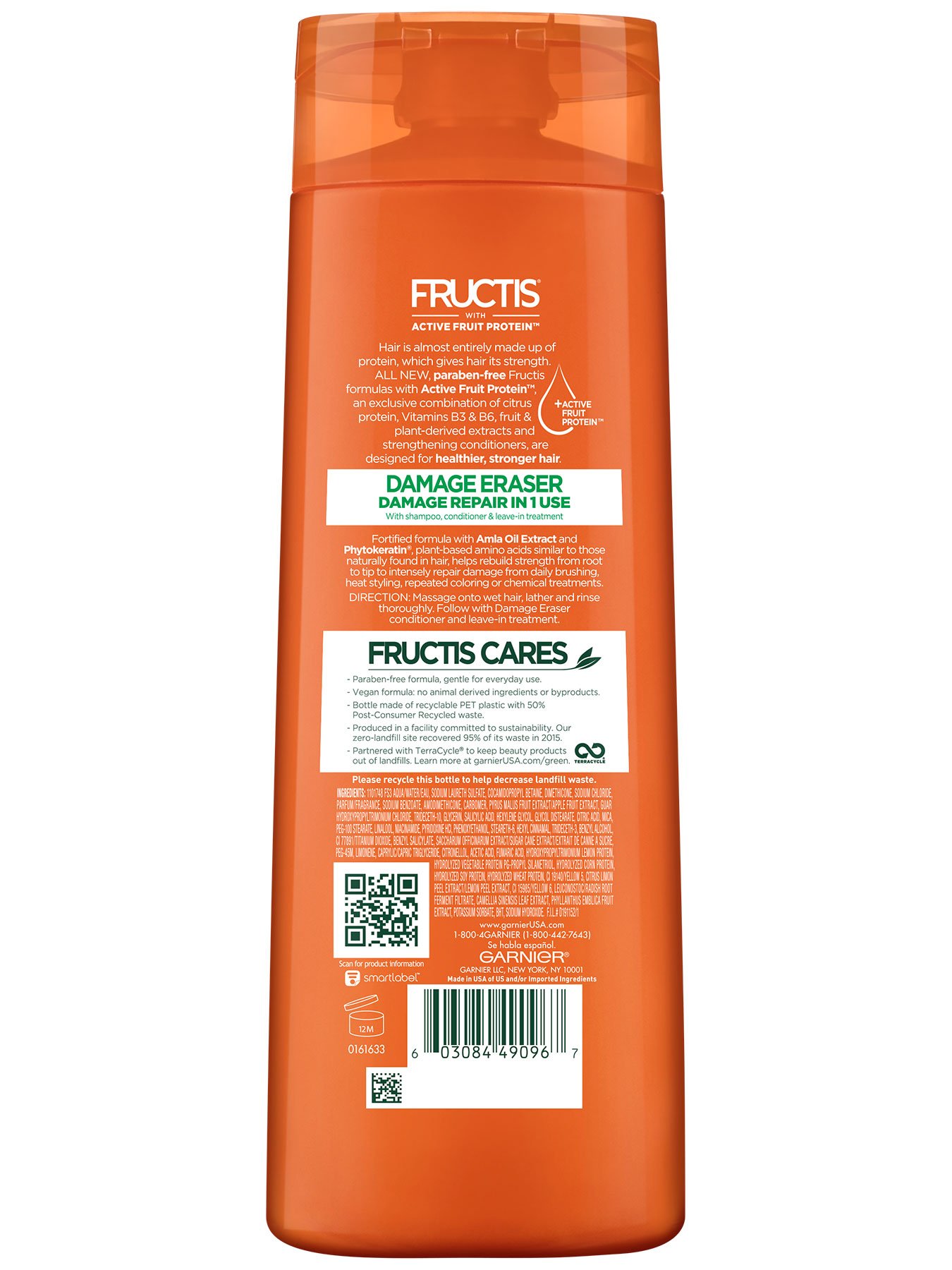Garnier Fructis Damage Eraser Shampoo Back Of Bottle